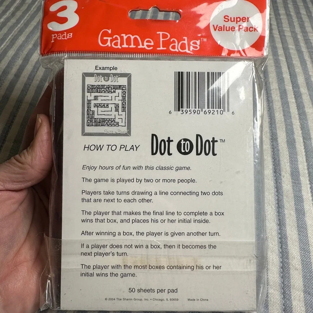 Vintage 2004 Game Pads Dot to Dot 3 Pack‎ 50 Sheets Per Pad Travel Activity Game